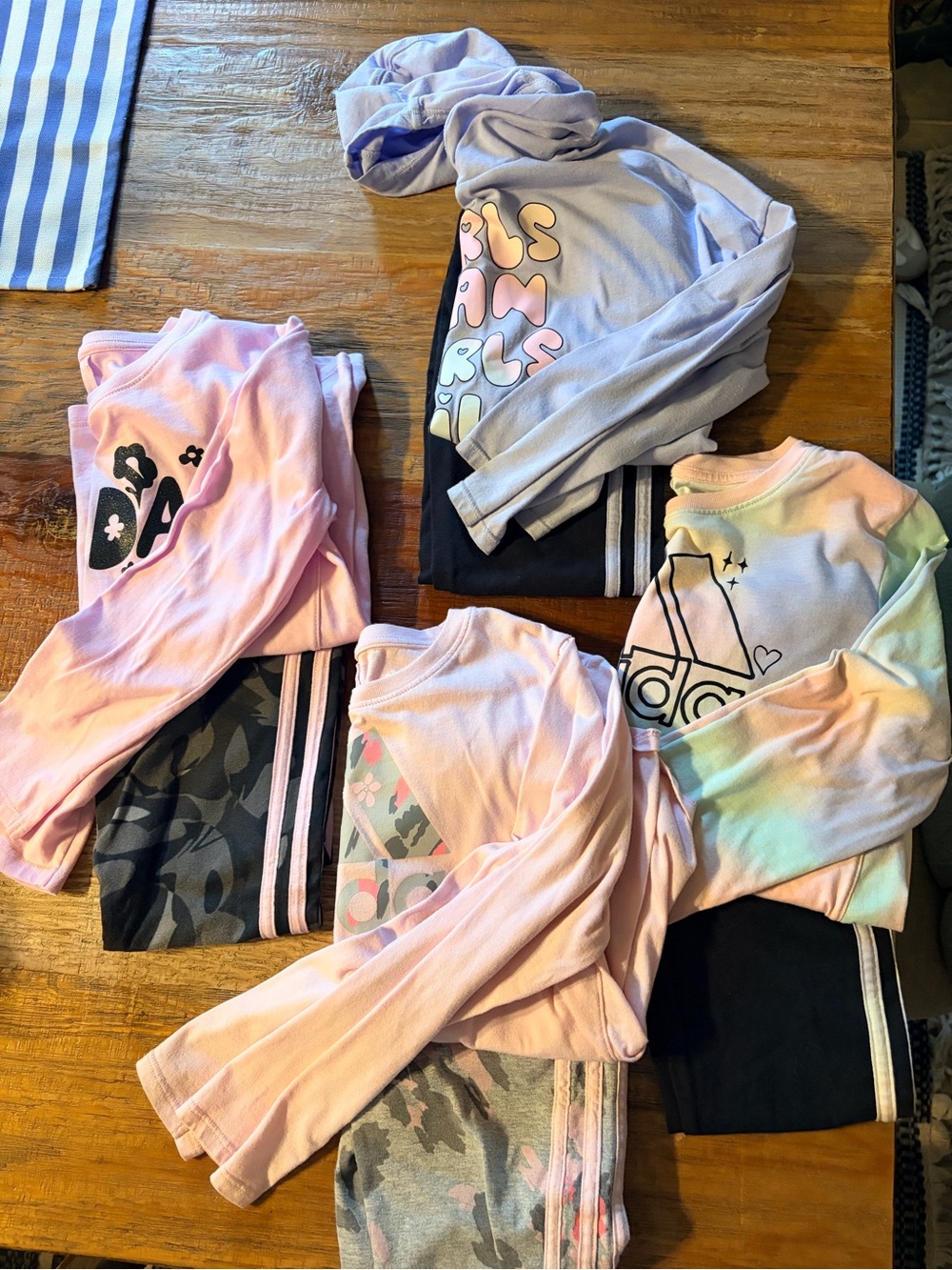 4 girls 6/6X Adidas long sleeve/pant sets